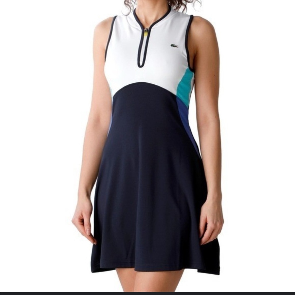 Lacoste Navy and White Sleeveless Dress